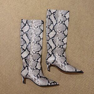 NWOT J. Crew Stevie Snakeskin Leather Kitten Heel Tall Boots sz 8.5